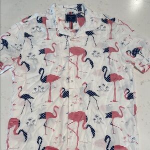 Cactus Patriotic Flamingo Print Shirt 90s inspired